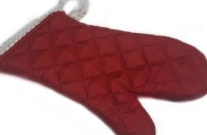 Red Oven Pot Holder Mitt Glove-Hanging Glove Fancy-Handmade Crocheted-OS